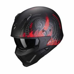 Buy ⭐ Removable Chin Scorpion Covert X Tattoo Helmet Black Matt Red ????