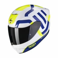 Cheap ???? Plastic Scorpion Exo 391 Arok Helmet White Blue Yellow ????