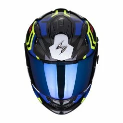 Flash Sale ???? Plastic Scorpion Exo 491 Spin Helmet Black Blue Yellow ???? -Scorpion Shop scorpion exo491 spin blu 2