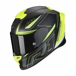 Budget ???? Fiber Scorpion Exo R1 Gaz Helmet Black Matt Yellow Fluo ????